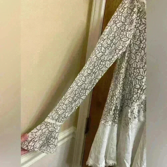 Free People Secret Origins Pieced Lace Choker Neck Tunic Dress White Size S - Picture 5 of 15